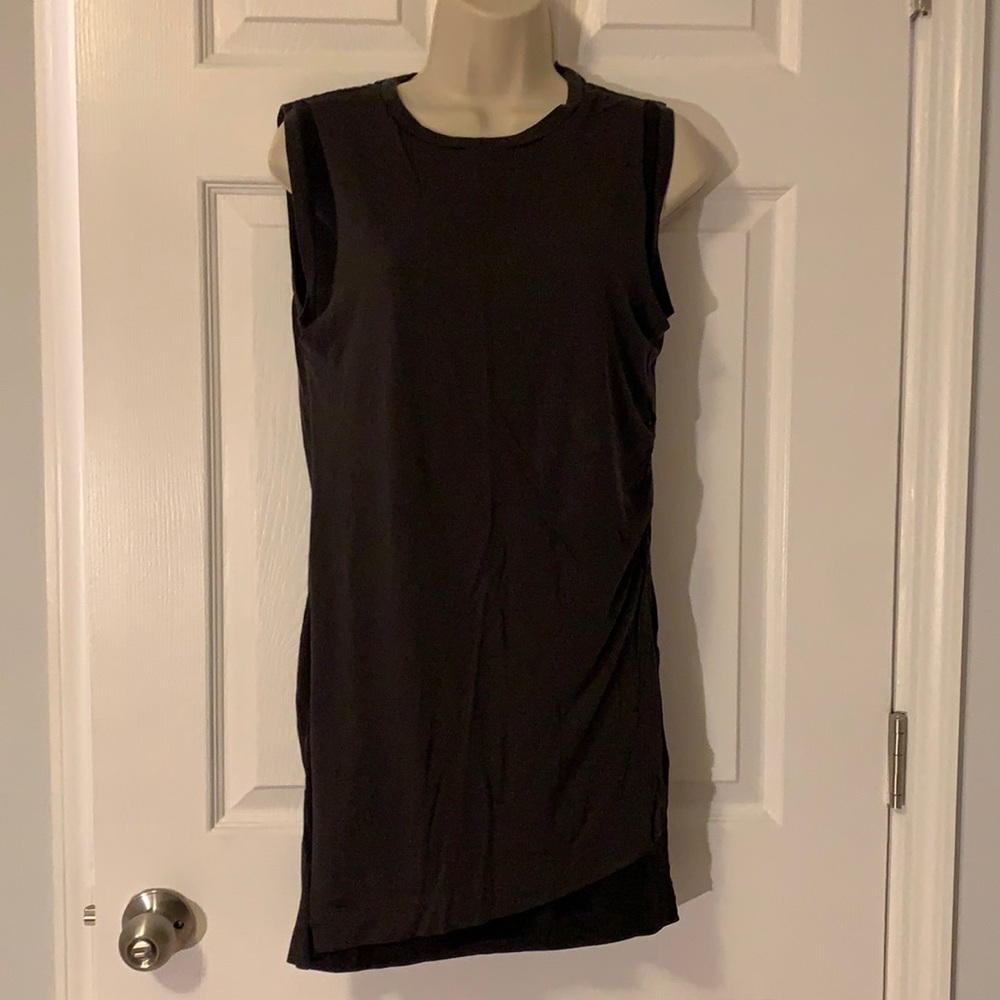 All Saints Black Sleeveless Asymmetric Hem Dress